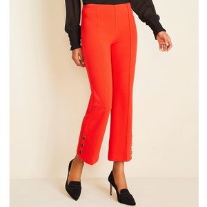 Ann Taylor The Button Trim Red Kick Crop Pant